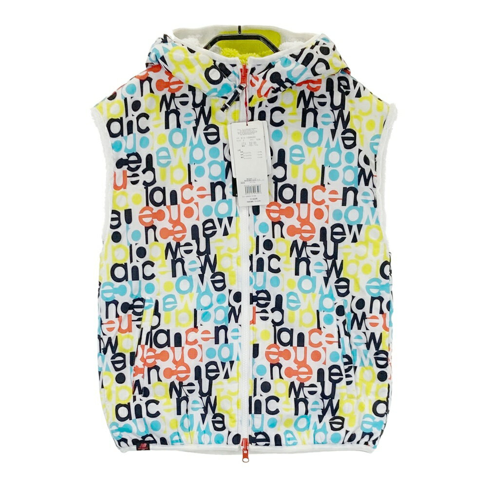 NEW BALANCE GOLF ニューバランス リバーシブル フード付 中綿ジップベスト ロゴ総柄 ホワイト系 1 【..