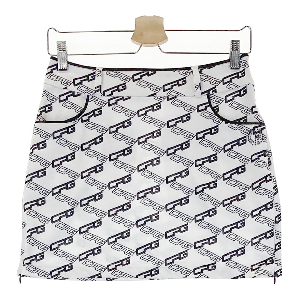 CPG GOLF シーピージーゴルフ スカート ロゴ総柄 ホワイト系 2 【中古】ゴルフウェア レディース