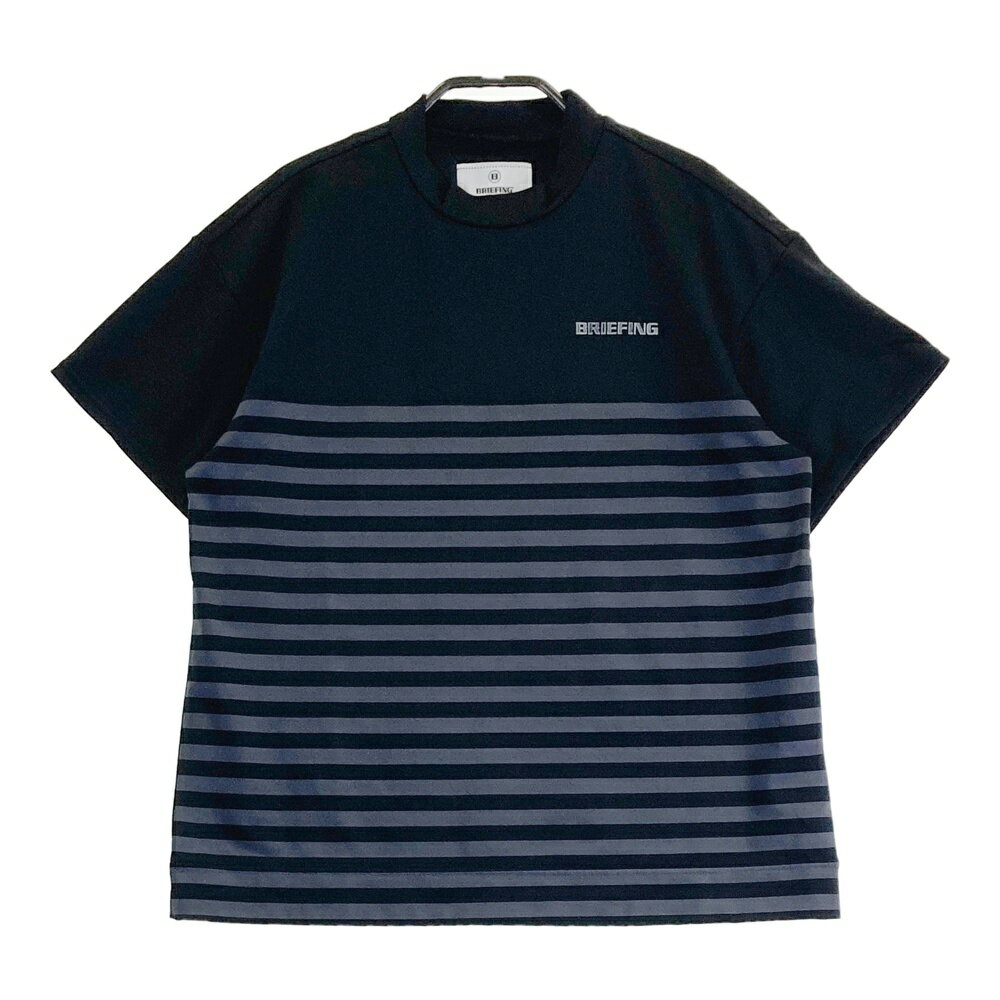 BRIEFING GOLF ブリーフィング 2025年モデル　BRG251W43 ハイネック 半袖Tシャツ ボーダー柄 ブラック系 S 【中古】ゴルフウェア レディース