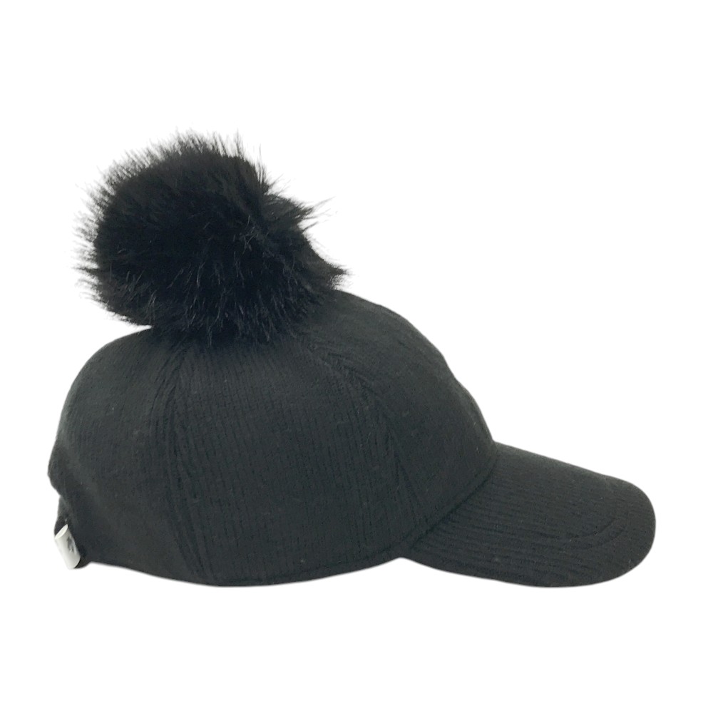 DESCENTE GOLF デサントゴルフ 耳当て付キャップ ボンボン ブラック系 F(55-57cm) 【中古】ゴルフウェア