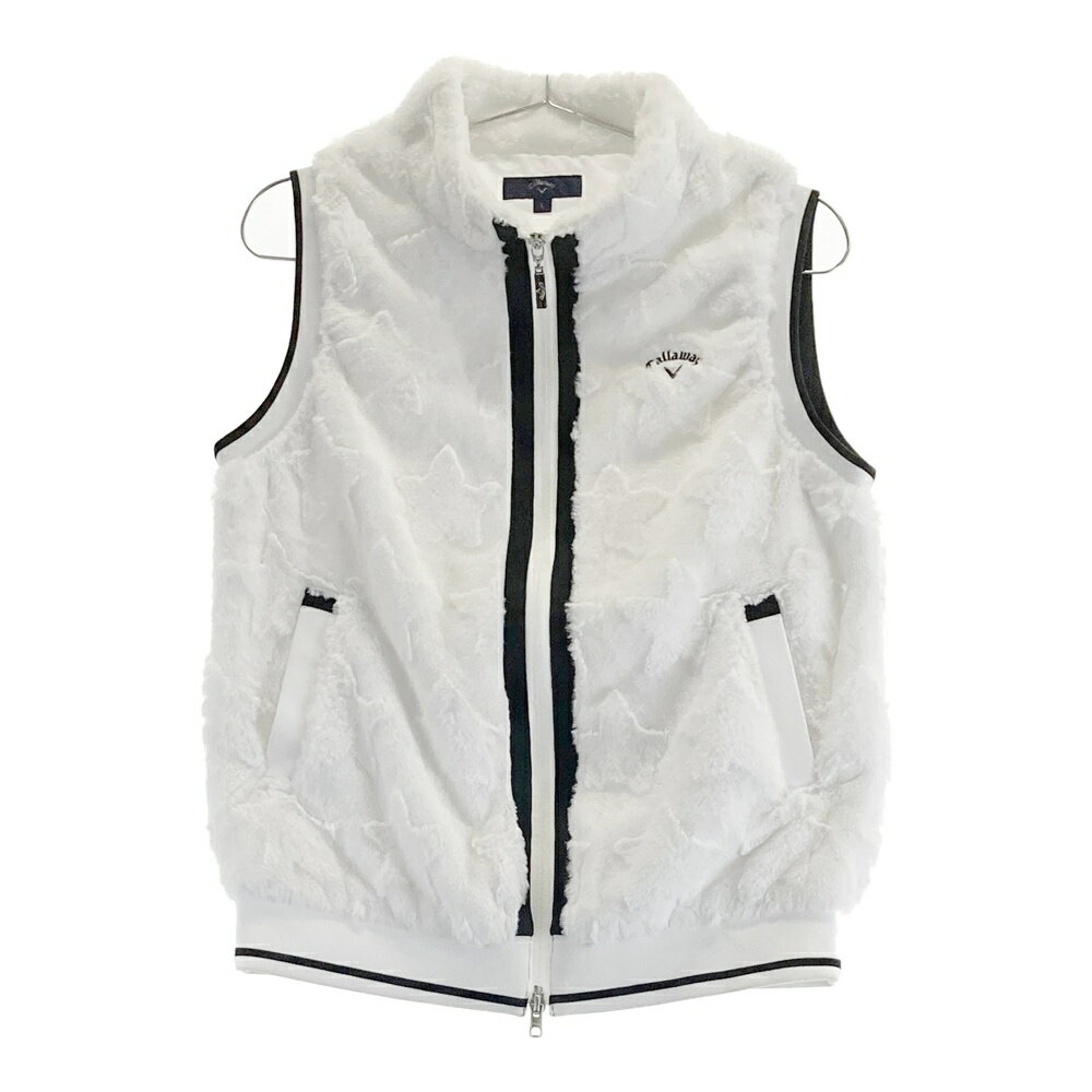 CALLAWAY キャロウェイ ボア ジップベスト ホワイト系 L 【中古】ゴルフウェア レディース