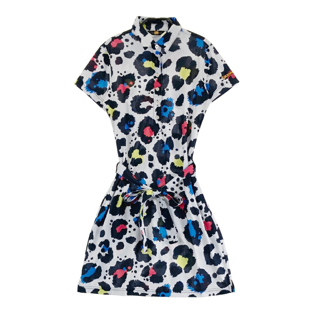 LOUD MOUTH ラウドマウス 半袖ワンピース ネオンレオパード ホワイト系 M 【中古】ゴルフウェア レディース