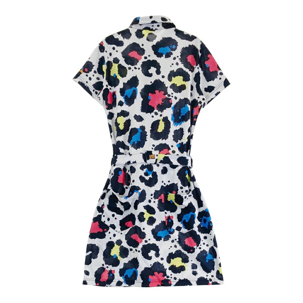 LOUD MOUTH ラウドマウス 半袖ワンピース ネオンレオパード ホワイト系 M 【中古】ゴルフウェア レディース