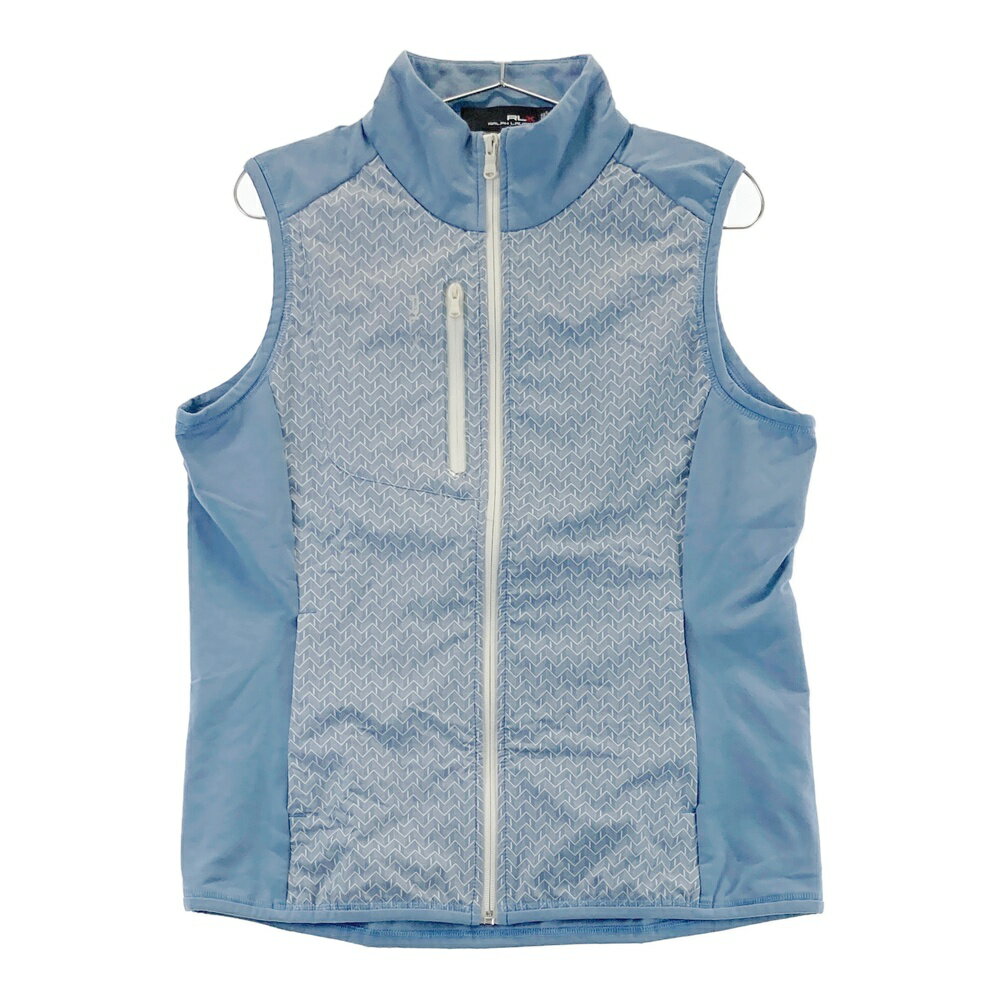 RLX ラルフローレン フルジップベスト 総柄 ブルー系 M 【中古】ゴルフウェア レディース