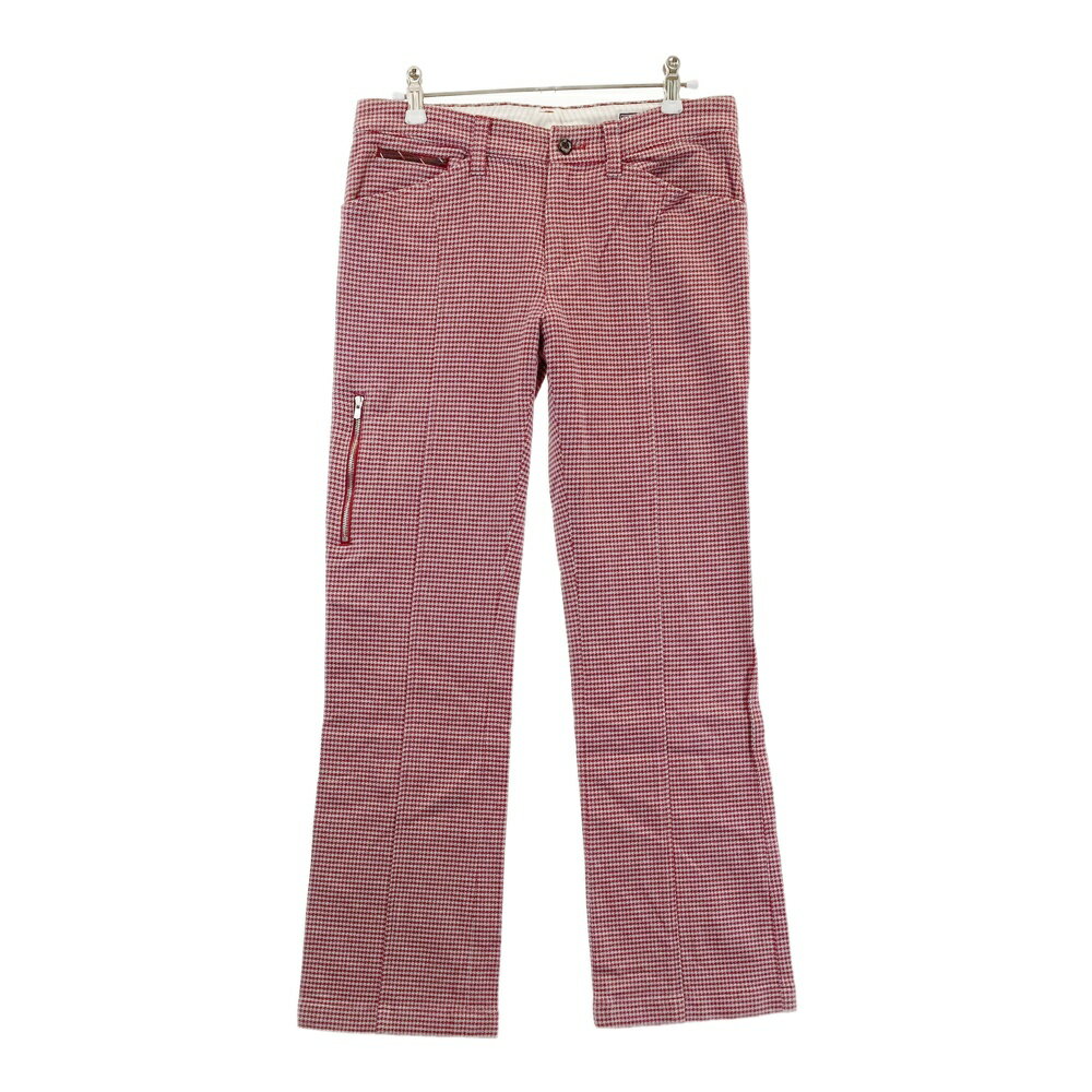 ZOY ゾーイ ストレッチパンツ 千鳥格子柄 レッド系 38 【中古】ゴルフウェア レディース