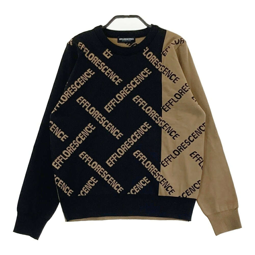 EFFLORESCENCE エフロレッセンス 長袖ニットセーター ロゴ柄 ブラウン系 M 【中古】ゴルフウェア レデ..