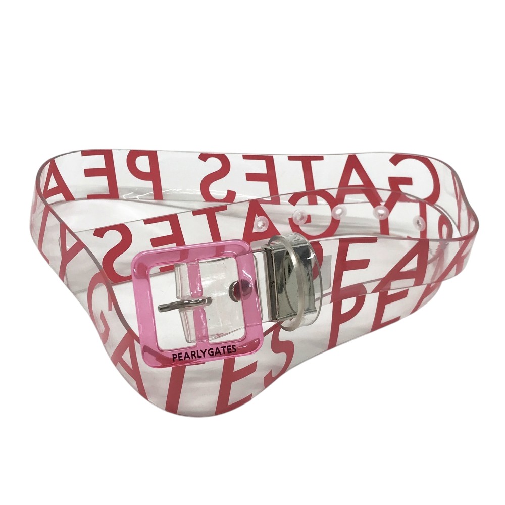 PEARLY GATES パーリーゲイツ ビニールベルト ロゴ柄 レッド系 【中古】ゴルフウェア