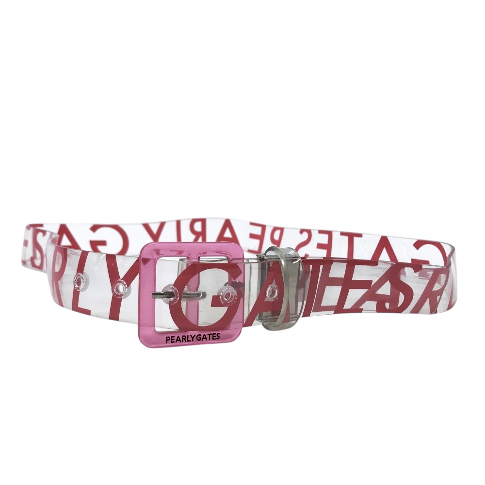 PEARLY GATES パーリーゲイツ ビニールベルト ロゴ柄 レッド系 【中古】ゴルフウェア