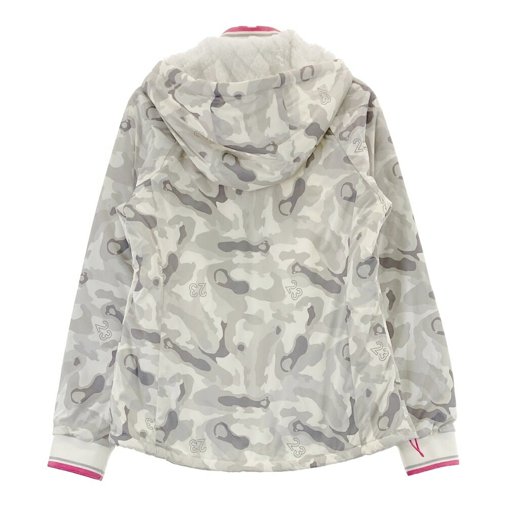 23区GOLF ニジュウサンクゴルフ 2way 裏ボア 中綿 ジップジャケット カモフラ 迷彩柄 グレー系 1 【中古】ゴルフウェア レディース