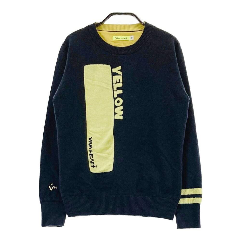 VIVA HEART ビバハート 裏地付 ニットセーター ブラック系 40 【中古】ゴルフウェア レディース
