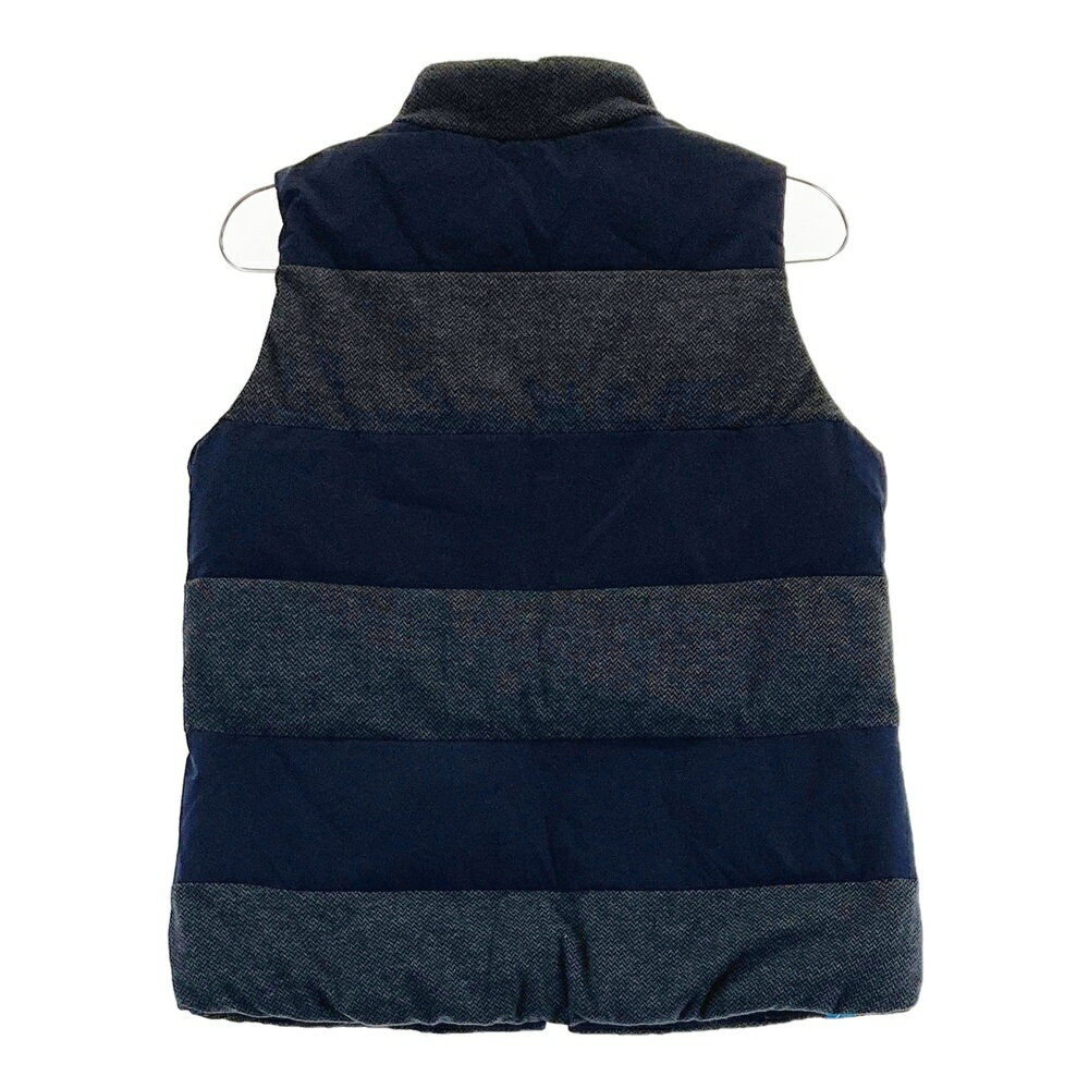ADIDAS GOLF アディダスゴルフ 中綿 ジップベスト 総柄×ボーダー柄 ネイビー系 M 【中古】ゴルフウェア レディース