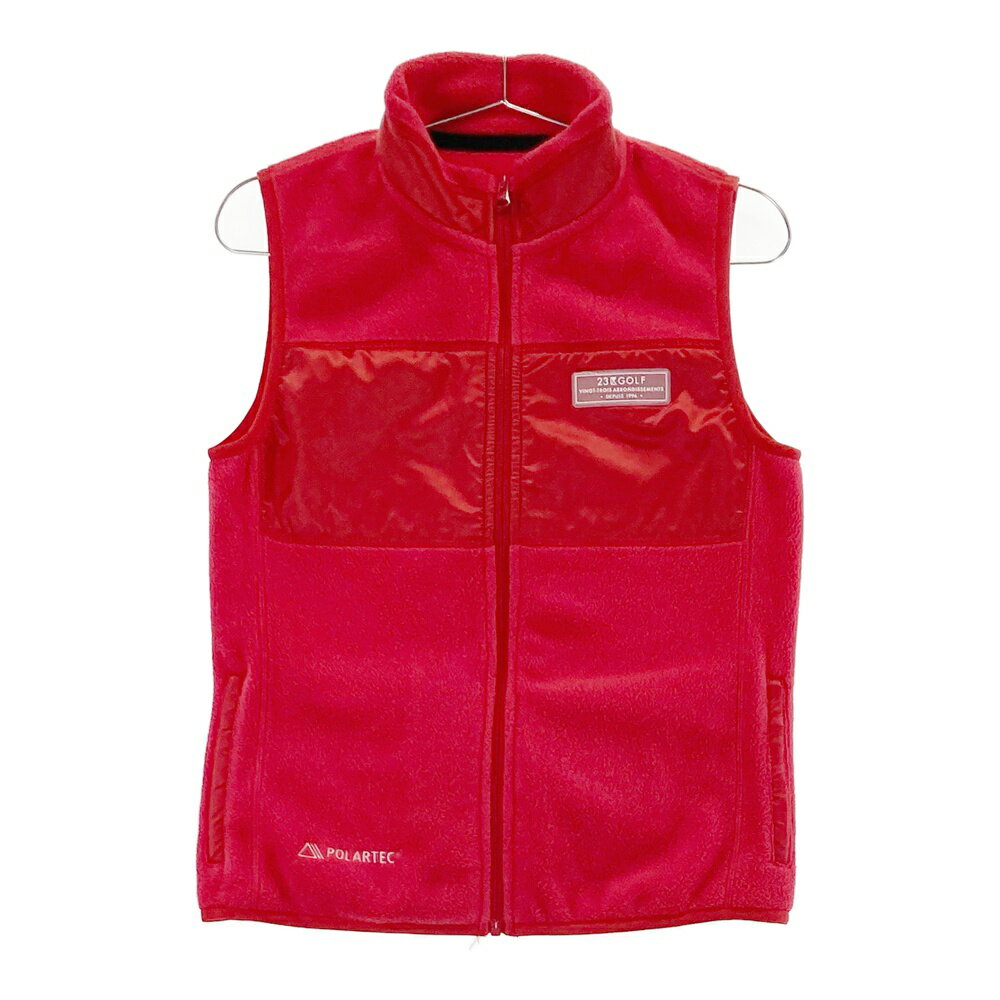23区GOLF ニジュウサンクゴルフ フリース ジップベスト レッド系 1 【中古】ゴルフウェア レディース