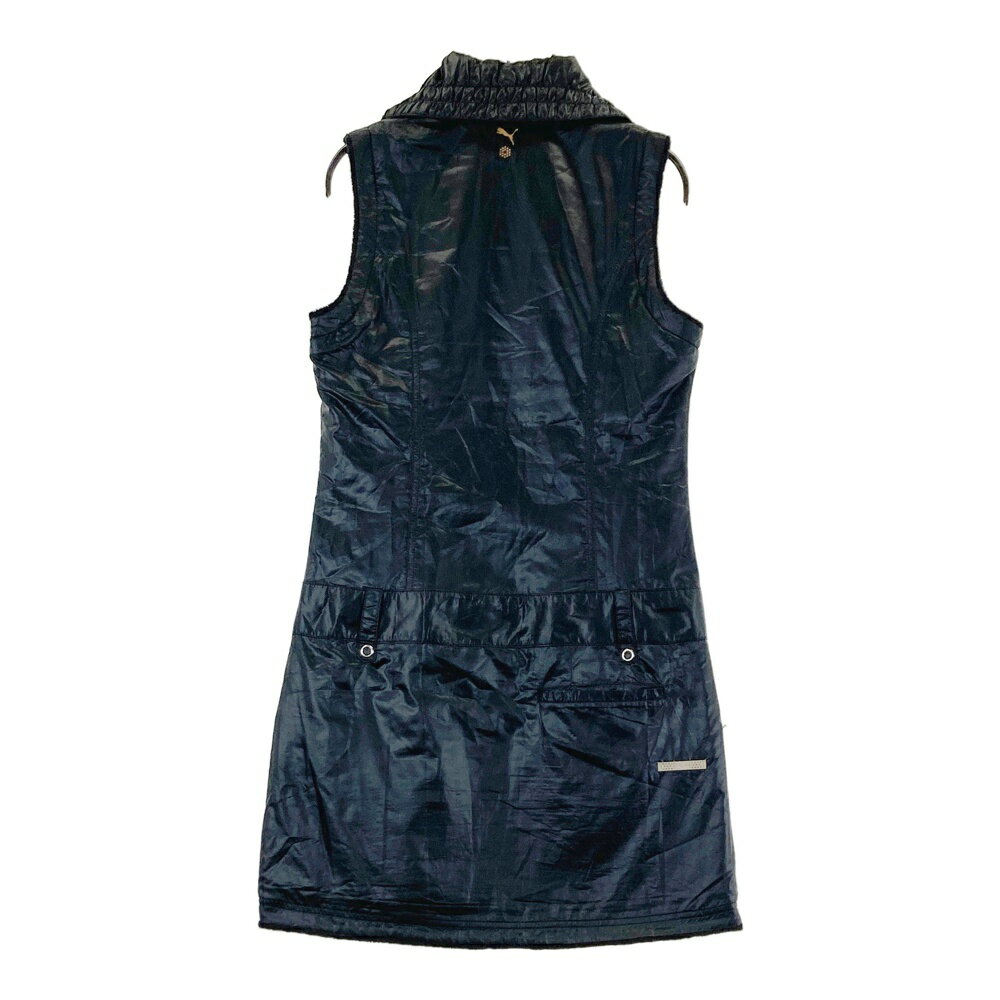 PUMA GOLF プーマゴルフ ノースリーブ 中綿 ジップワンピース ブラック系 M 【中古】ゴルフウェア レディース