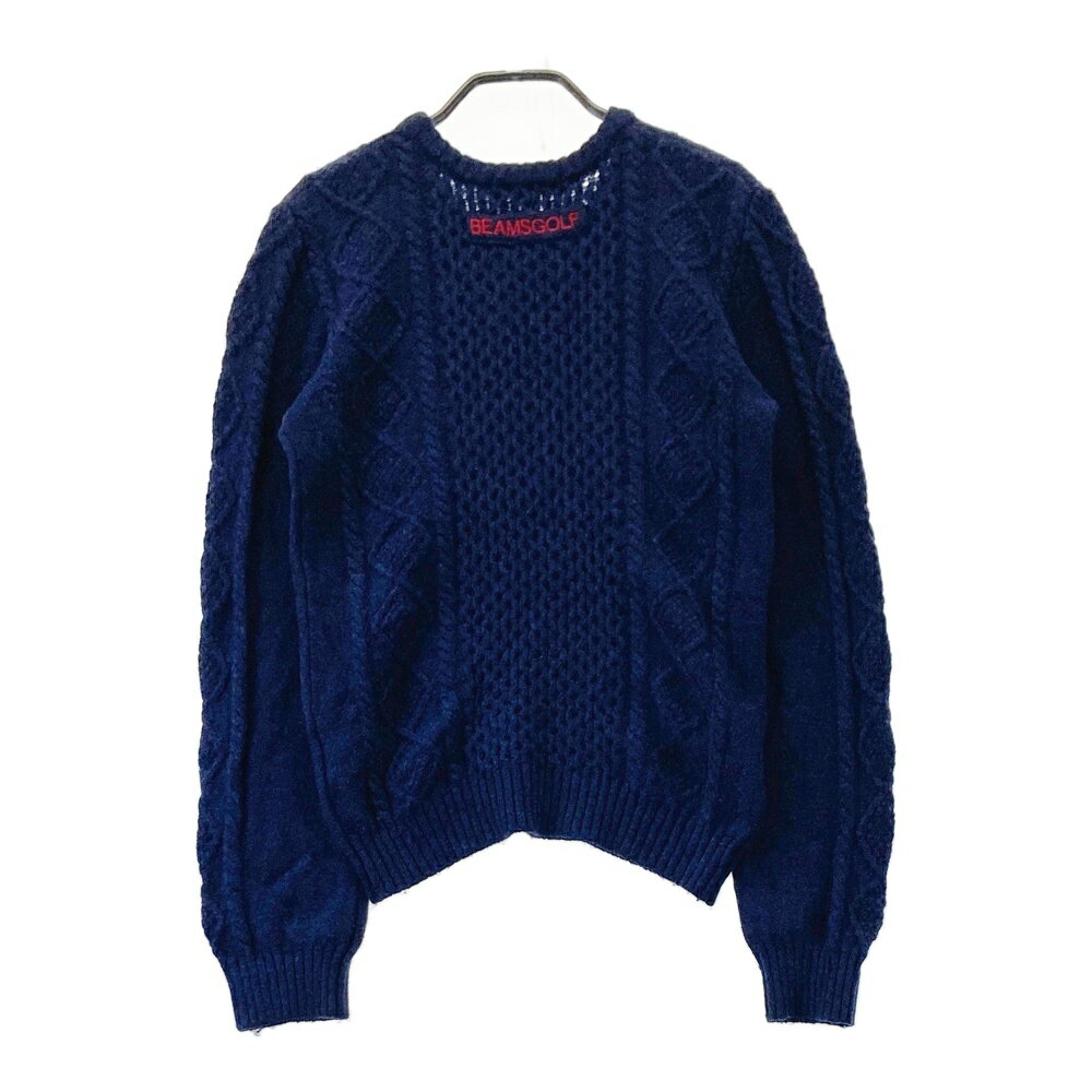 BEAMS GOLF ビームスゴルフ ウール混 長袖 ニットセーター ネイビー系 S 【中古】ゴルフウェア レディース