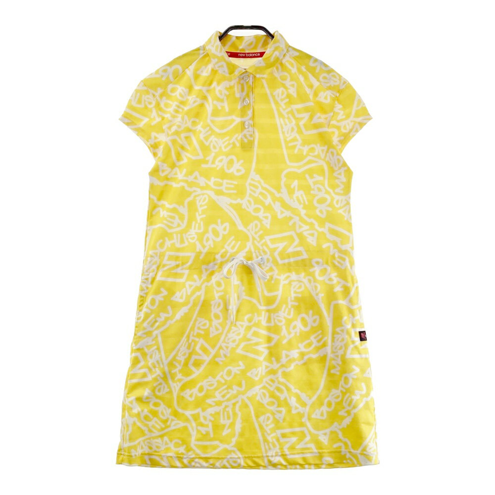 NEW BALANCE GOLF ニューバランス 半袖ポロ ワンピース 総柄 イエロー系 0 【中古】ゴルフウェア レディース