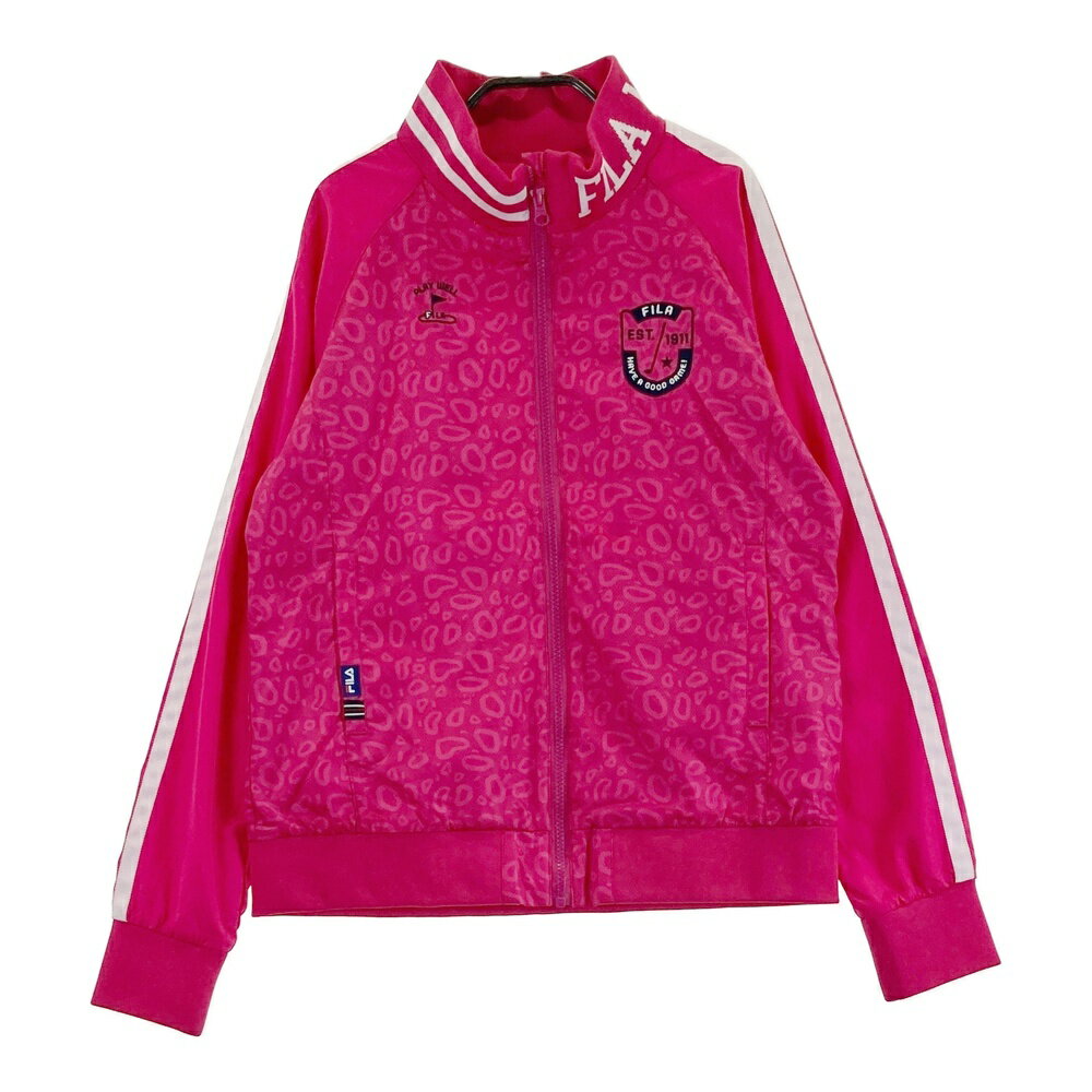 FILA GOLF フィラゴルフ 裏メッシュ 長袖 ジップジャケット 総柄 ピンク系 L 【中古】ゴルフウェア レ..