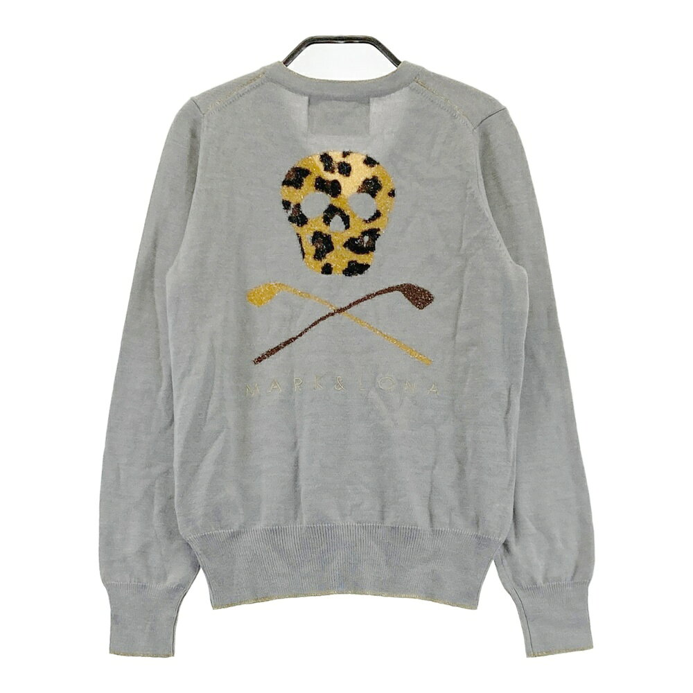 MARK&LONA マークアンドロナ ウール混 ニットセーター スカル グレー系 S 【中古】ゴルフウェア レディース