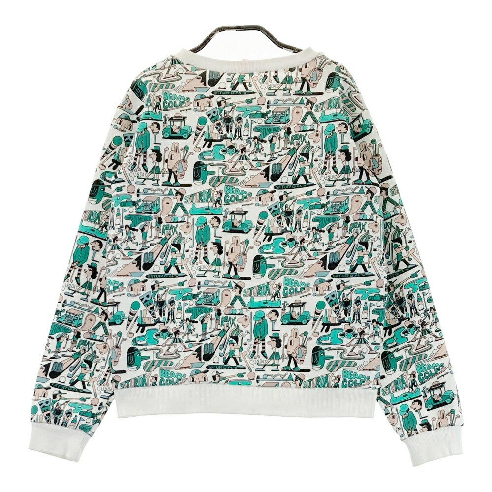 BEAMS GOLF ビームスゴルフ スウェットトレーナー 総柄 ホワイト系 M 【中古】ゴルフウェア レディース