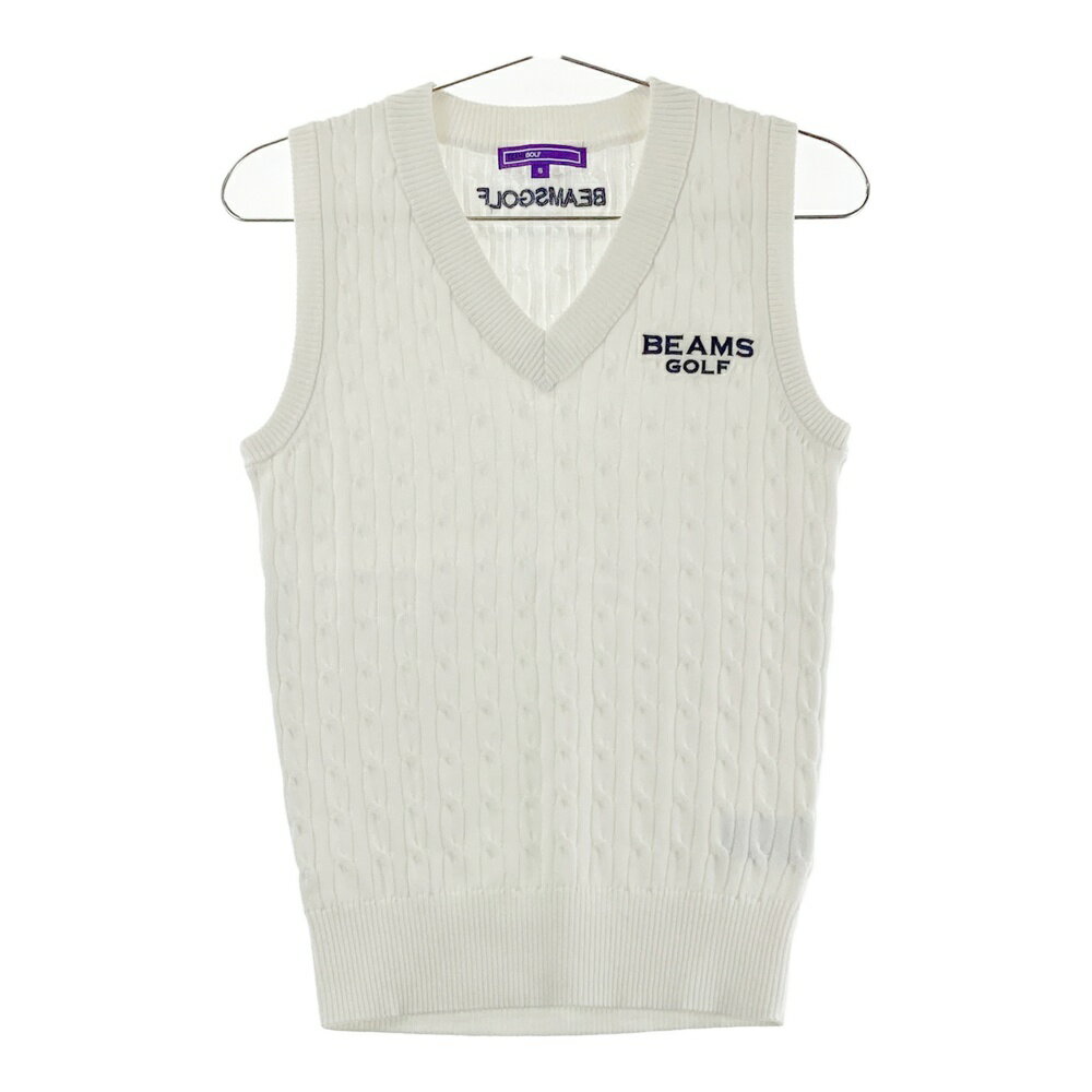 BEAMS GOLF ビームスゴルフ 2022年 ニットベスト ホワイト系 S 【中古】ゴルフウェア レディース
