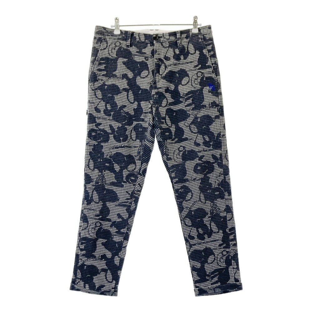 PEARLY GATES パーリーゲイツ ×PEANUTS ウール混 ストレッチパンツ 千鳥 スヌーピー柄 ホワイト系 1 【..