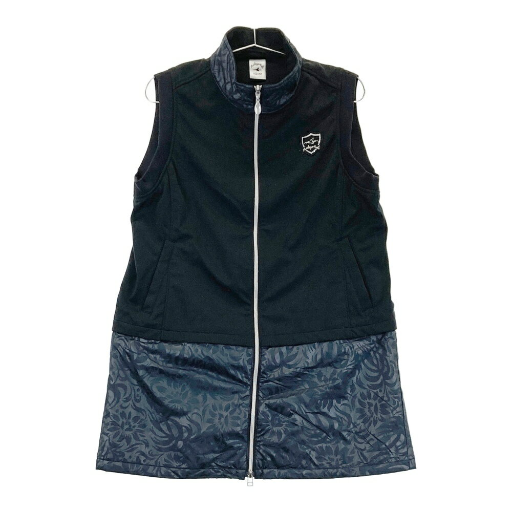 HONMA ホンマゴルフ 中綿 ジップベスト チュニック丈 総柄 ブラック系 【中古】ゴルフウェア レディース