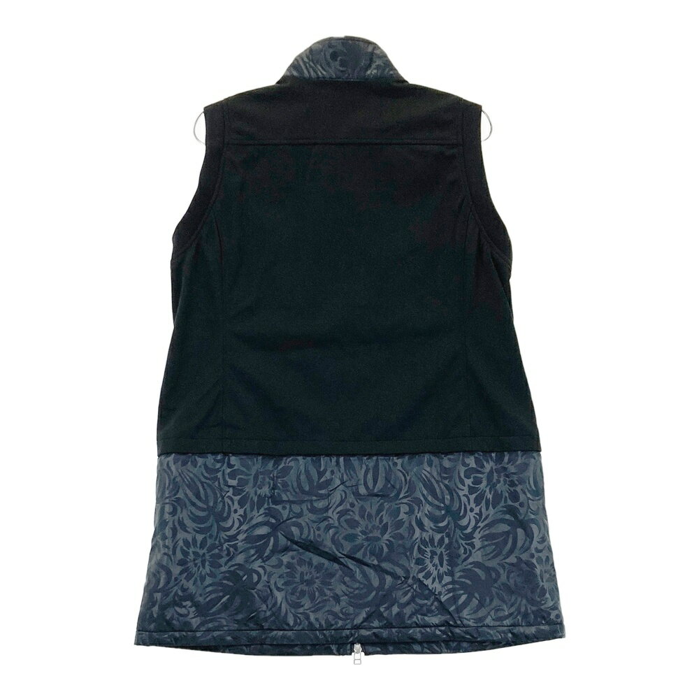 HONMA ホンマゴルフ 中綿 ジップベスト チュニック丈 総柄 ブラック系 【中古】ゴルフウェア レディース