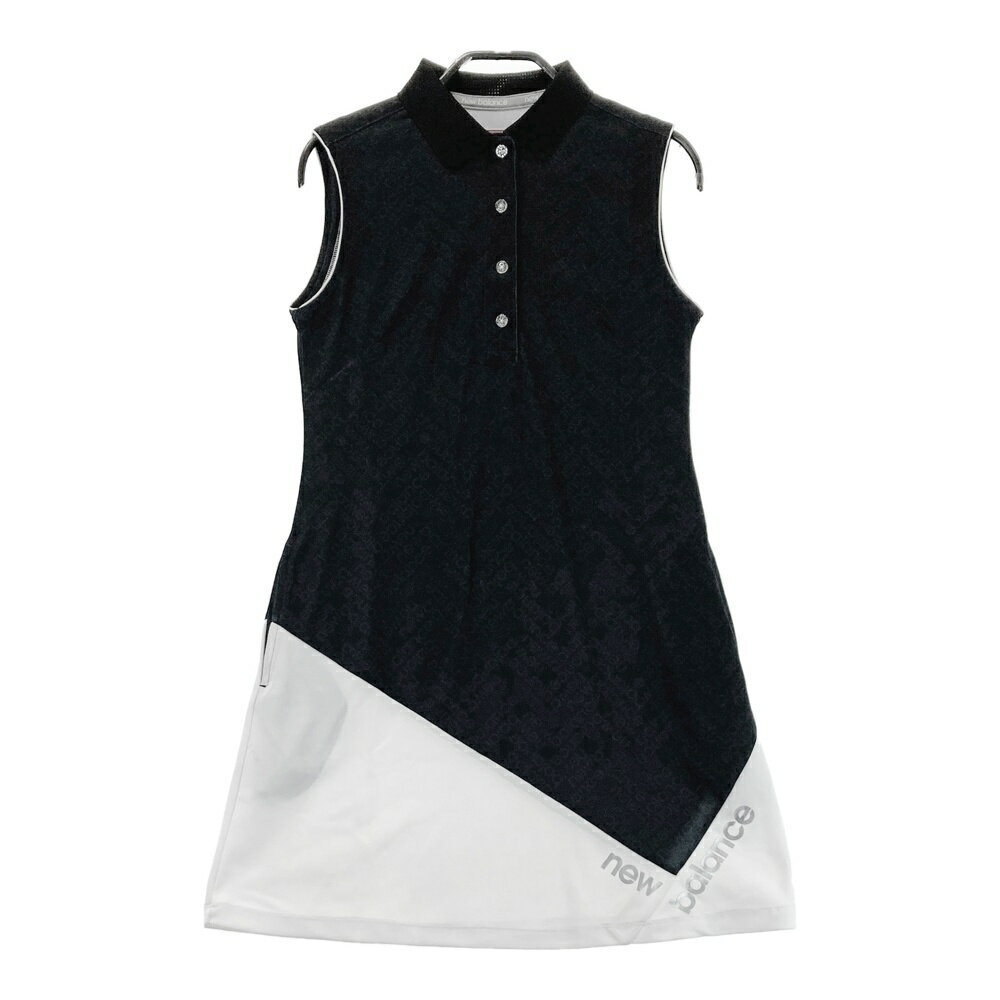 NEW BALANCE GOLF ニューバランス デザイン切替 ノースリーブワンピース ブラック系 0 【中古】ゴルフウェア レディース