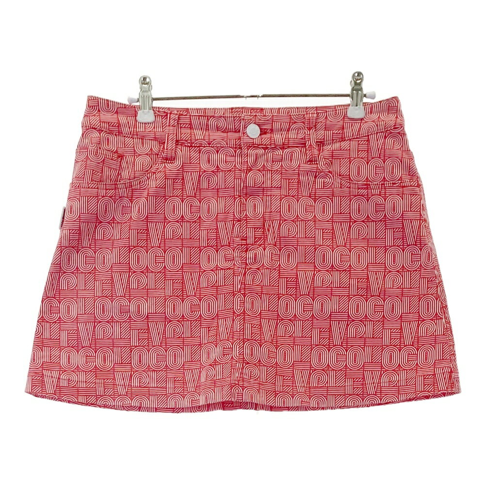 JACK BUNNY ジャックバニー インナー付 ストレッチスカート 総柄 レッド系 2 【中古】ゴルフウェア レ..