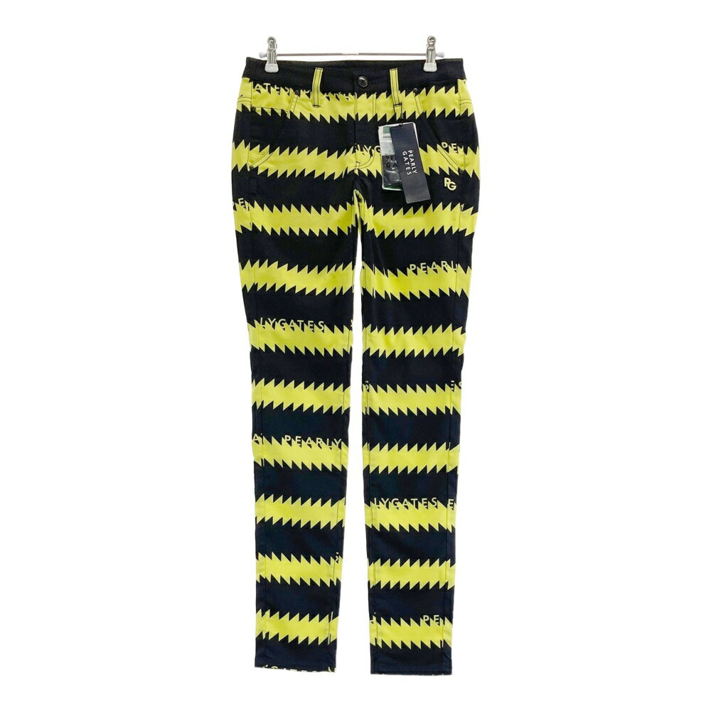 PEARLY GATES パーリーゲイツ 055-2231608 ストレッチパンツ ボーダー 総柄 ネイビー系 0 【中古】ゴルフウェア レディース
