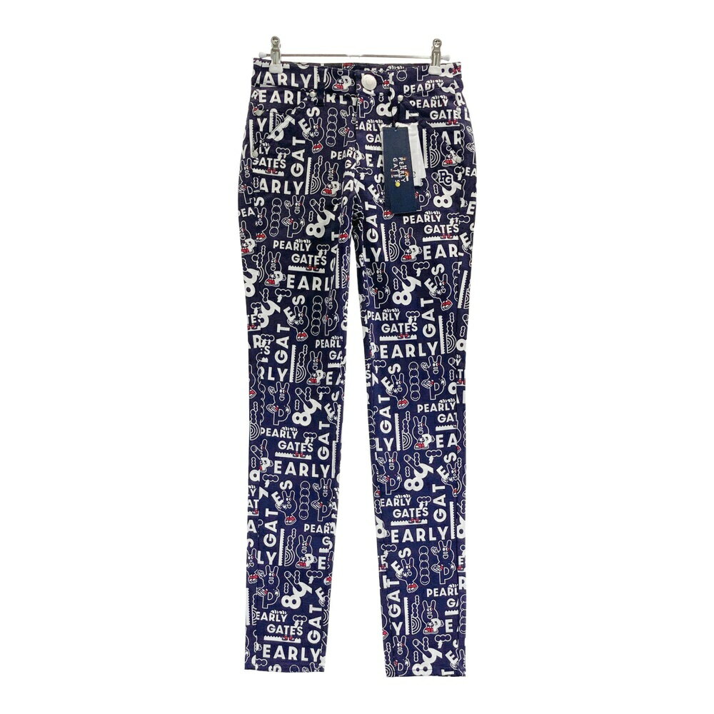 PEARLY GATES パーリーゲイツ 055-2231020 ストレッチパンツ ロゴ 総柄 ネイビー系 0 【中古】ゴルフウ..