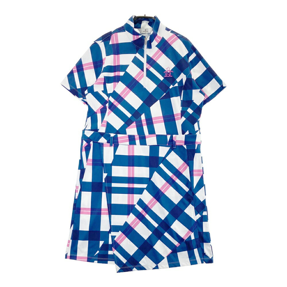 MUNSING WEAR マンシングウェア 2023年モデル ハーフジップ 半袖ワンピース 総柄 ホワイト系 3L 【中古】ゴルフウェア レディース