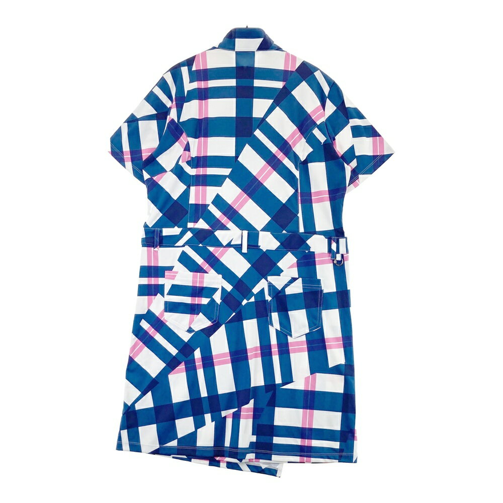 MUNSING WEAR マンシングウェア 2023年モデル ハーフジップ 半袖ワンピース 総柄 ホワイト系 3L 【中古】ゴルフウェア レディース