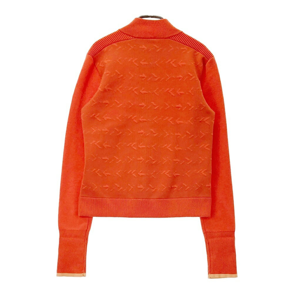 DESCENTE GOLF デサントゴルフ 中綿切替 長袖ニットジャケット 総柄 オレンジ系 M 【中古】ゴルフウェア レディース