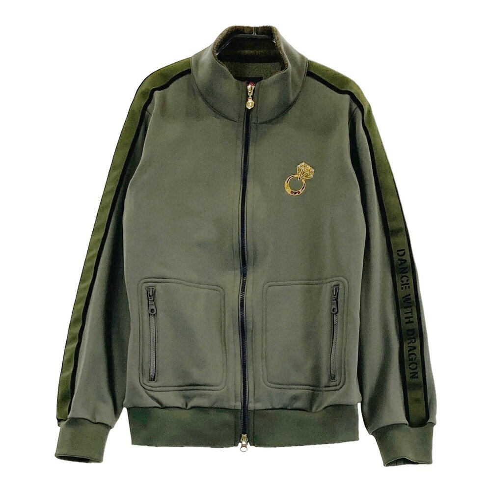 DANCE WITH DRAGON ダンスウィズドラゴン 裏起毛 ジップジャケット 襟ボア カーキ系 2 【中古】ゴルフウェア レディース