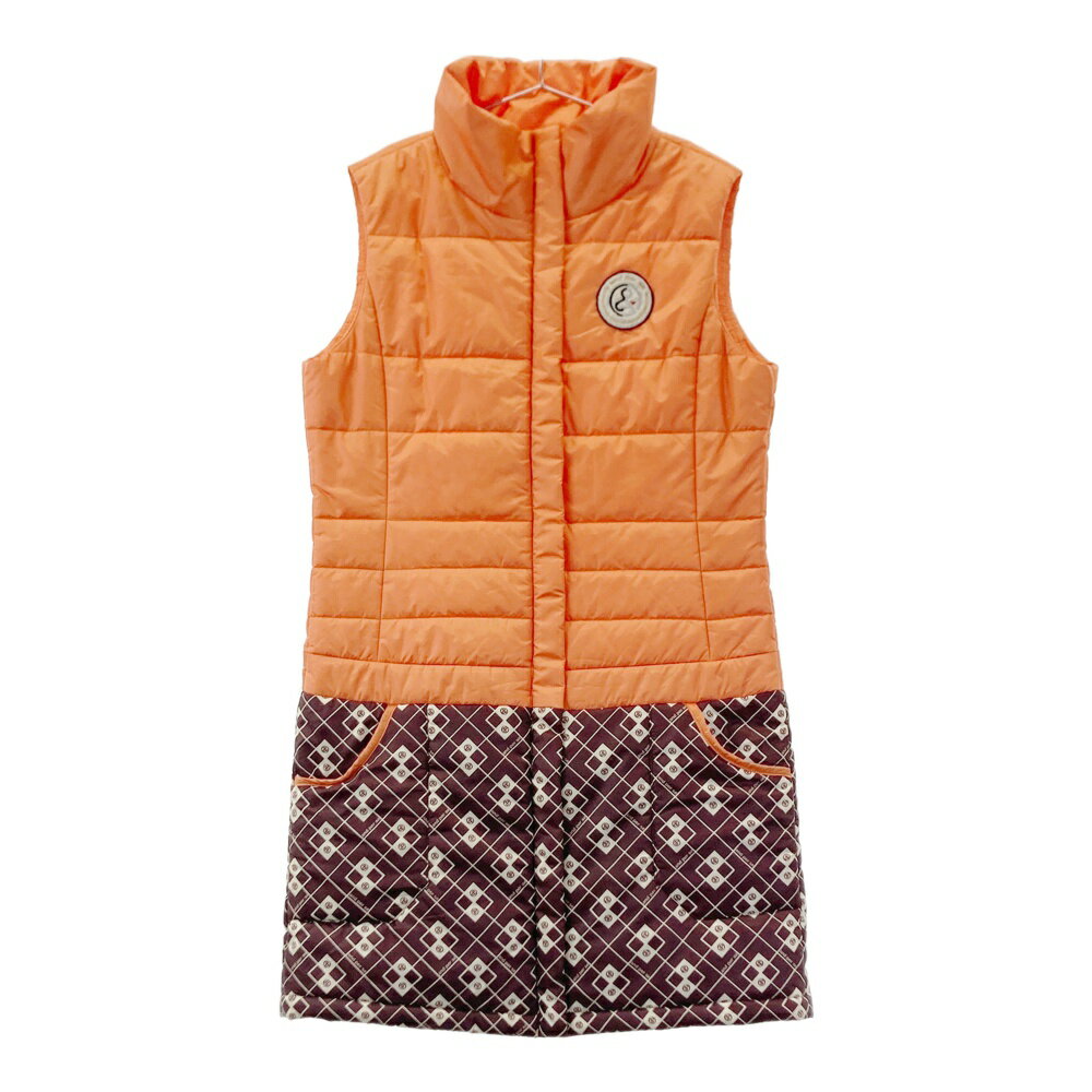 AND PER SE アンパスィ 中綿ワンピース フルジップ 総柄 オレンジ系 【中古】ゴルフウェア レディース