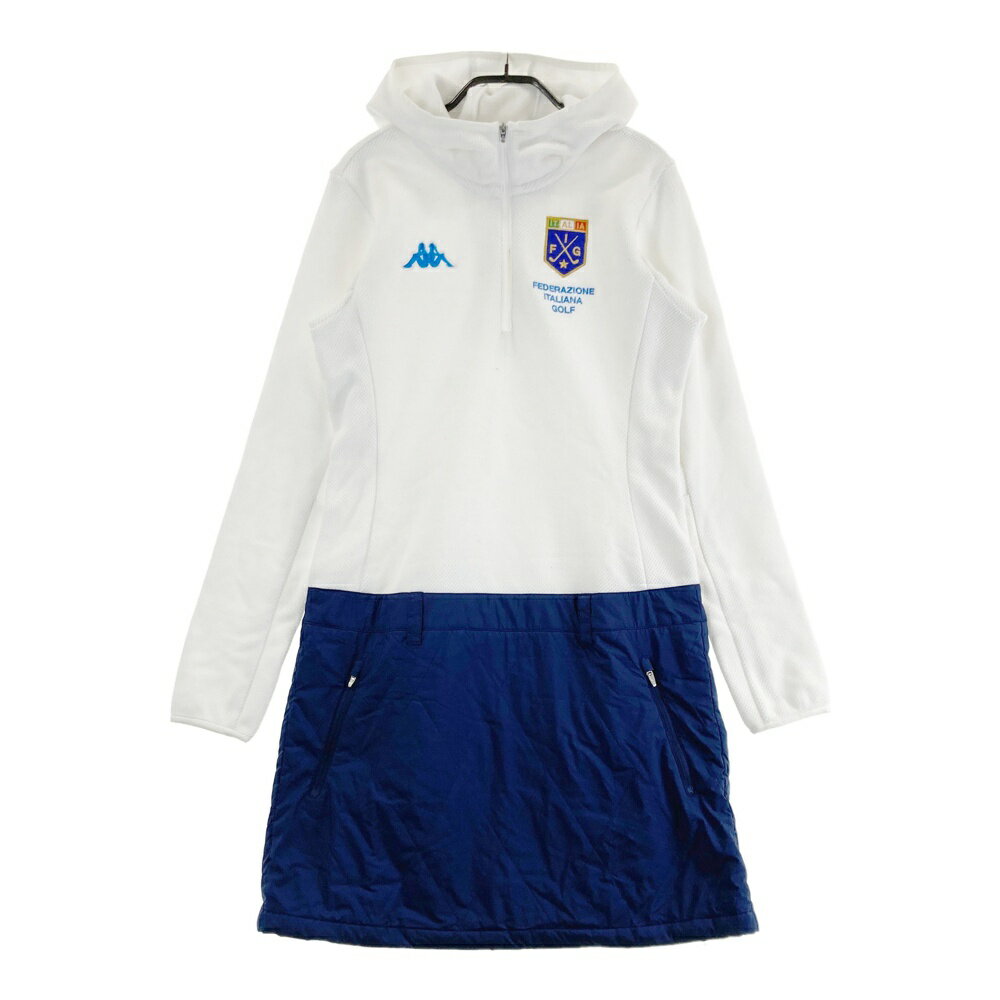 KAPPA GOLF カッパゴルフ 裏起毛 ハーフジップ 中綿切替ワンピース ホワイト系 O 【中古】ゴルフウェ...