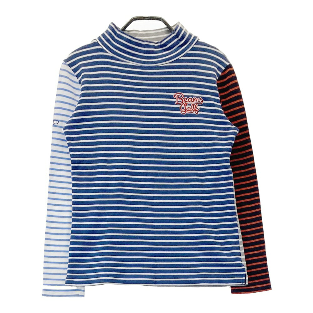 BEAMS GOLF ビームスゴルフ ハイネック 長袖Tシャツ ボーダー柄 ネイビー系 M 【中古】ゴルフウェア レディース