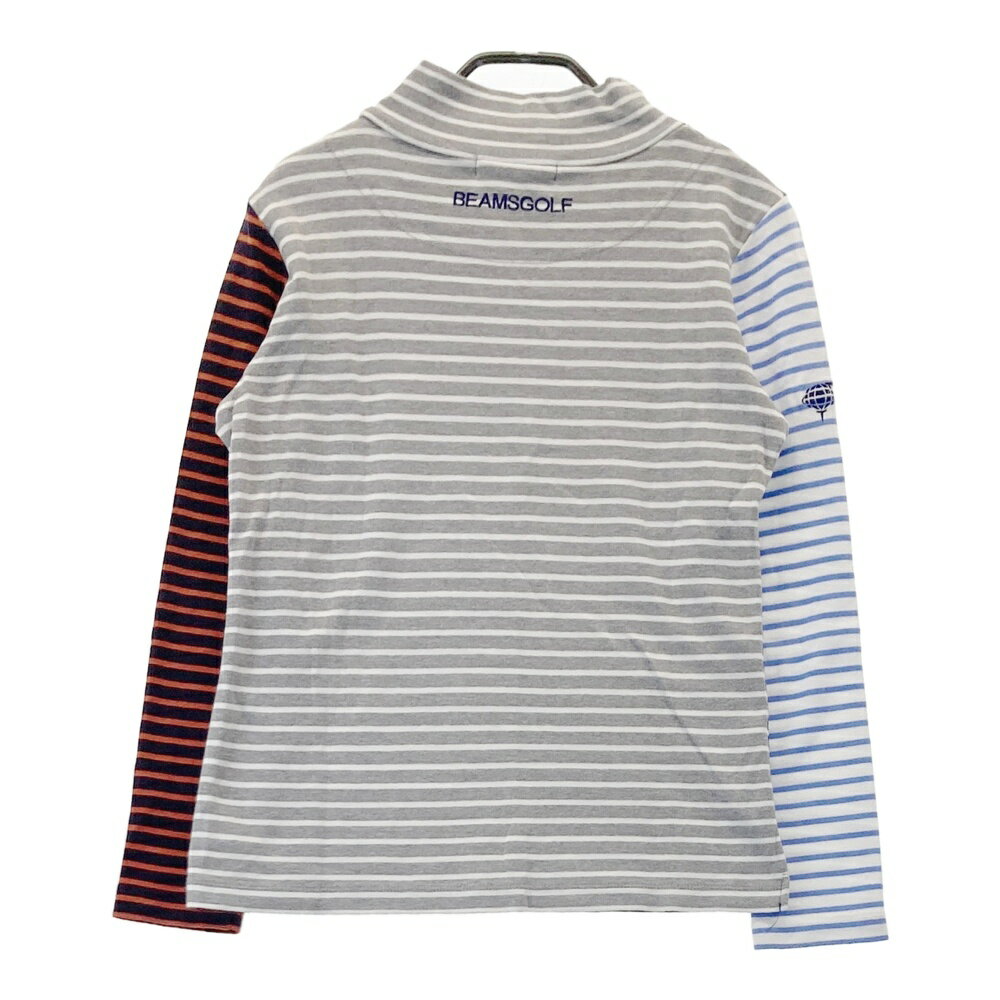 BEAMS GOLF ビームスゴルフ ハイネック 長袖Tシャツ ボーダー柄 ネイビー系 M 【中古】ゴルフウェア レディース