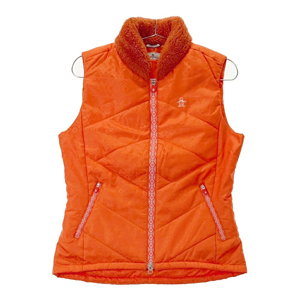 MUNSING WEAR マンシングウェア JWLK654 ; 中綿 ジップベスト 総柄 オレンジ系 M 【中古】ゴルフウェア レディース