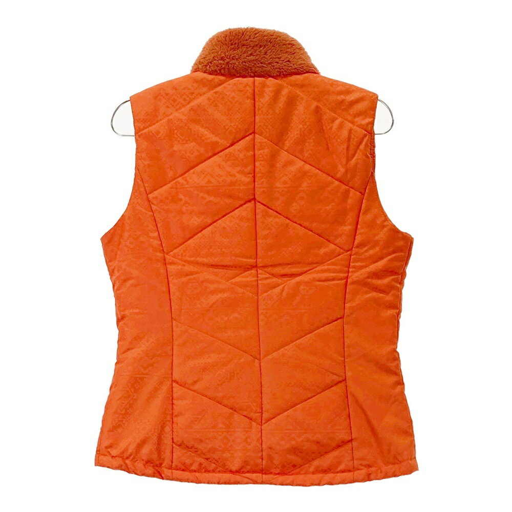 MUNSING WEAR マンシングウェア JWLK654 ; 中綿 ジップベスト 総柄 オレンジ系 M 【中古】ゴルフウェア レディース