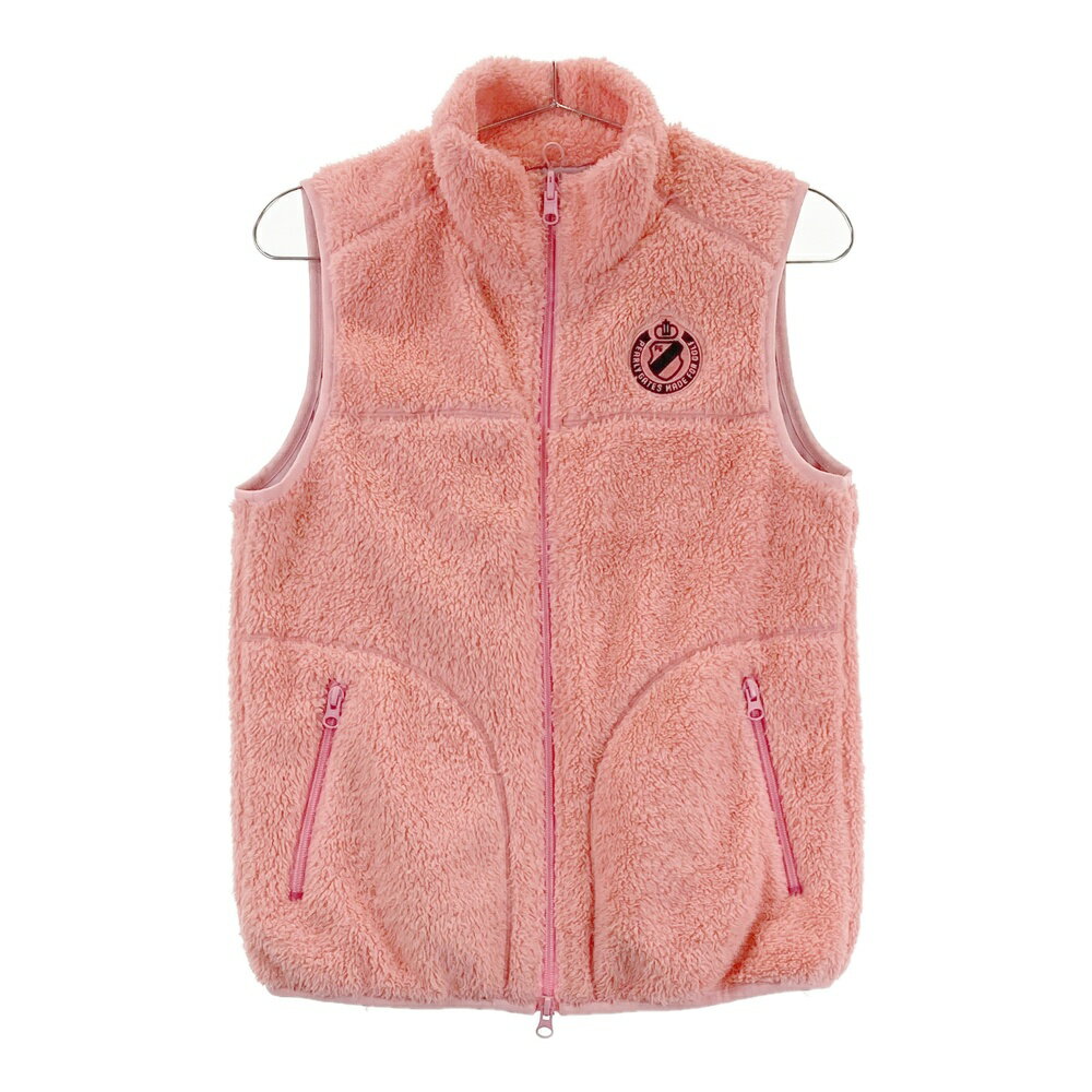 PEARLY GATES パーリーゲイツ 裏地付 フリース ジップベスト ピンク系 0 【中古】ゴルフウェア レディース