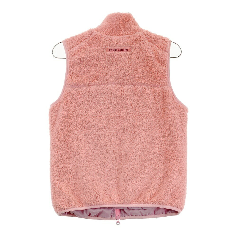 PEARLY GATES パーリーゲイツ 裏地付 フリース ジップベスト ピンク系 0 【中古】ゴルフウェア レディース
