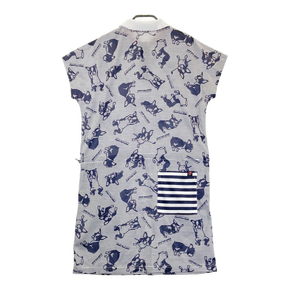 NEW BALANCE GOLF ニューバランス 半袖ポロワンピース ボストンテリア柄 ネイビー系 2 【中古】ゴルフウェア レディース