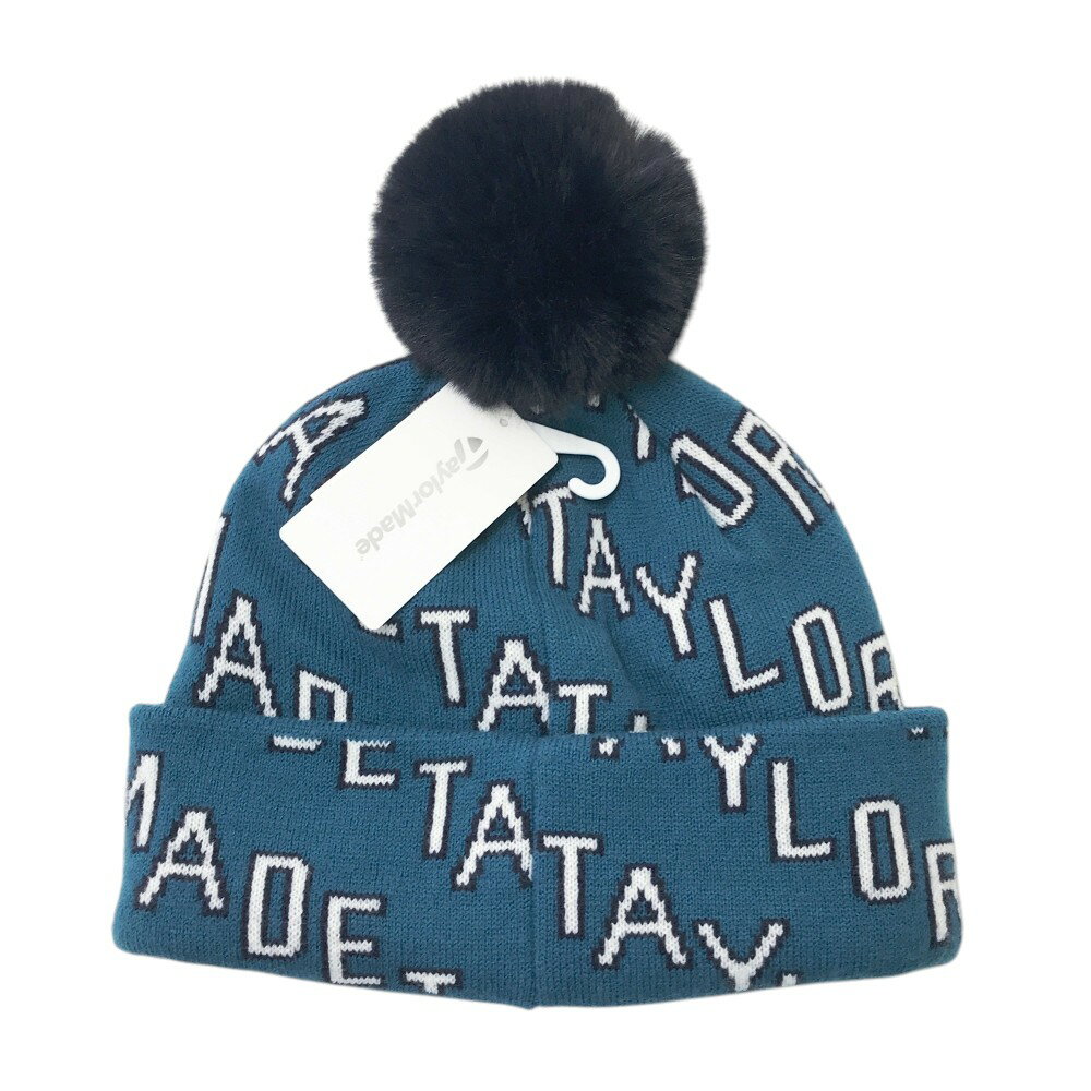 TAYLOR MADE テーラーメイド ニット帽 ボンボン付 総柄 ブルー系 55-57cm 【中古】ゴルフウェア