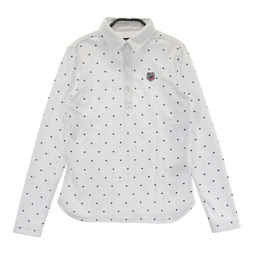 CALLAWAY キャロウェイ 長袖ポロシャツ 星柄 ホワイト系 S 【中古】ゴルフウェア レディース