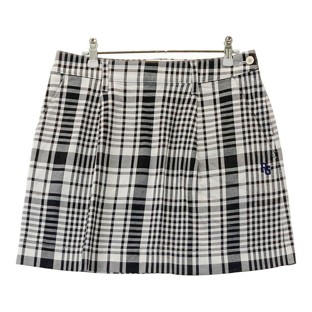 PEARLY GATES パーリーゲイツ ストレッチ スカート チェック柄 ホワイト系 1 【中古】ゴルフウェア レ..