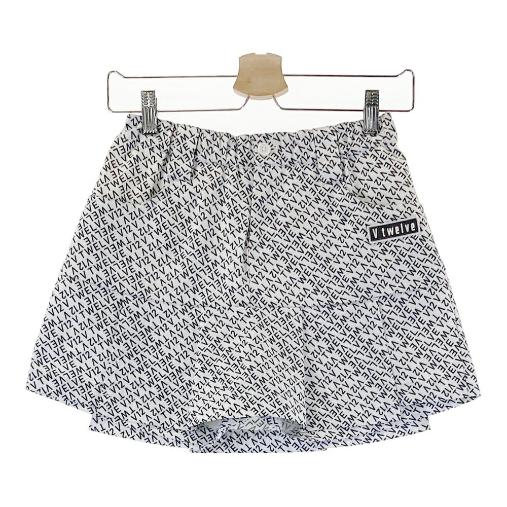 V12 ヴィトゥエルヴ 2023年モデル インナー付 切替 スカート ロゴ総柄 ホワイト系 1 【中古】ゴルフウェア レディース