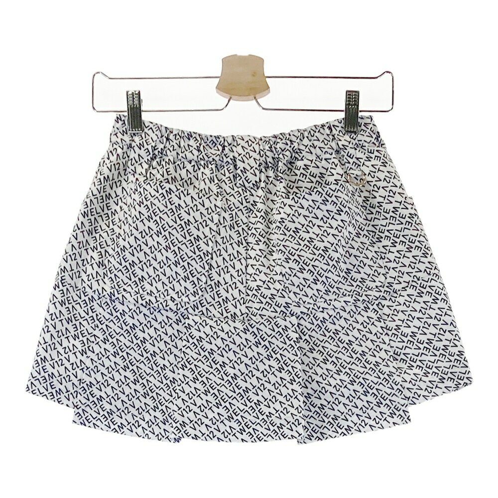 V12 ヴィトゥエルヴ 2023年モデル インナー付 切替 スカート ロゴ総柄 ホワイト系 1 【中古】ゴルフウェア レディース