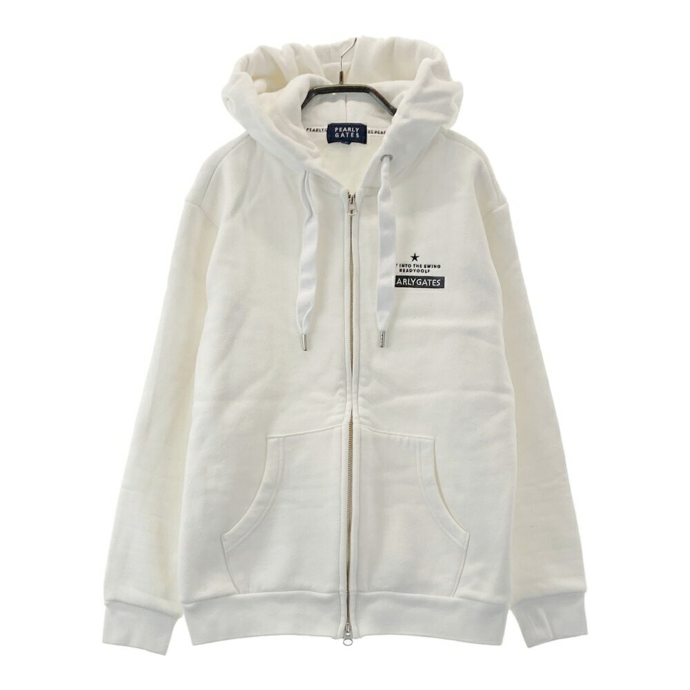 PEARLY GATES パーリーゲイツ ; 裏起毛スウェットジップパーカー ウール混 ホワイト系 0 【中古】ゴルフウェア レディース