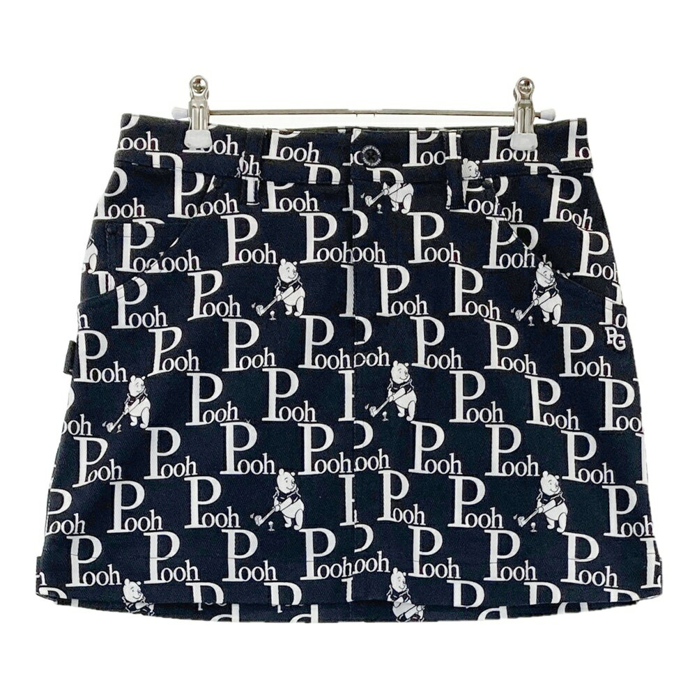 PEARLY GATES パーリーゲイツ × DISNEY/2023年モデル ストレッチスカート プーさん 総柄 ネイビー系 0 【中古】ゴルフウェア レディース